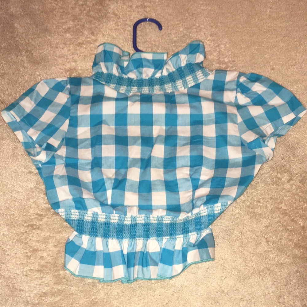 Y2K Blue white checked Small Ruffle shrug by Poetry - Picture 3 of 3